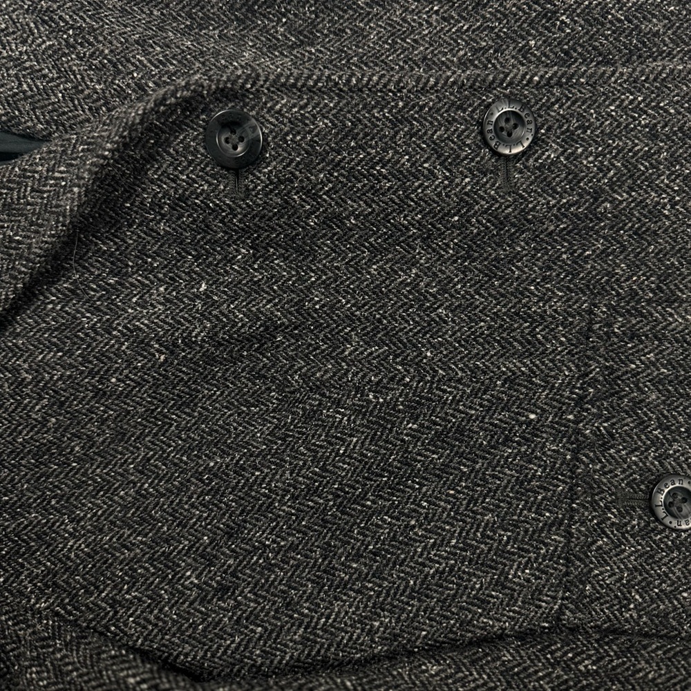 LL Bean wool silk grey herringbone 3 button blazer jacket women's small petite - Picture 4 of 5